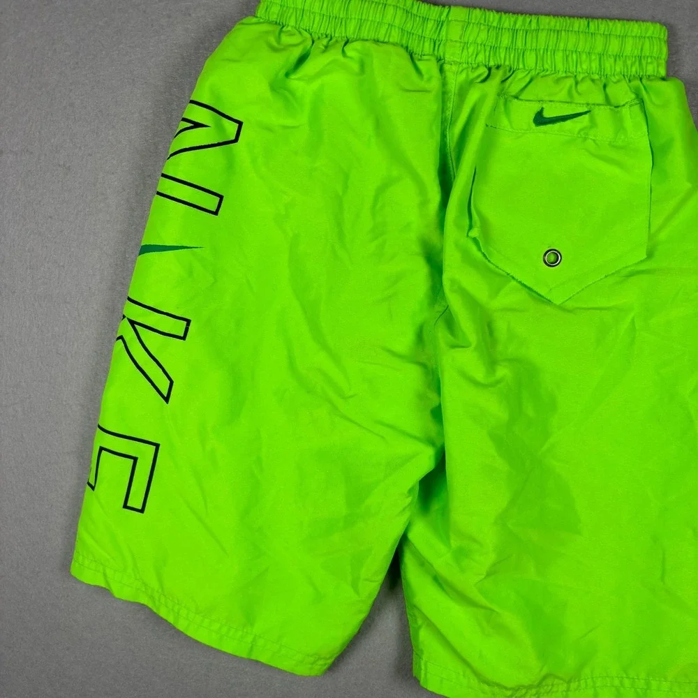 Nike Boys Swim Trunks Size L 12-13 Yrs Neon Green Volley Shorts Mesh Lined Beach